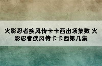 火影忍者疾风传卡卡西出场集数 火影忍者疾风传卡卡西第几集